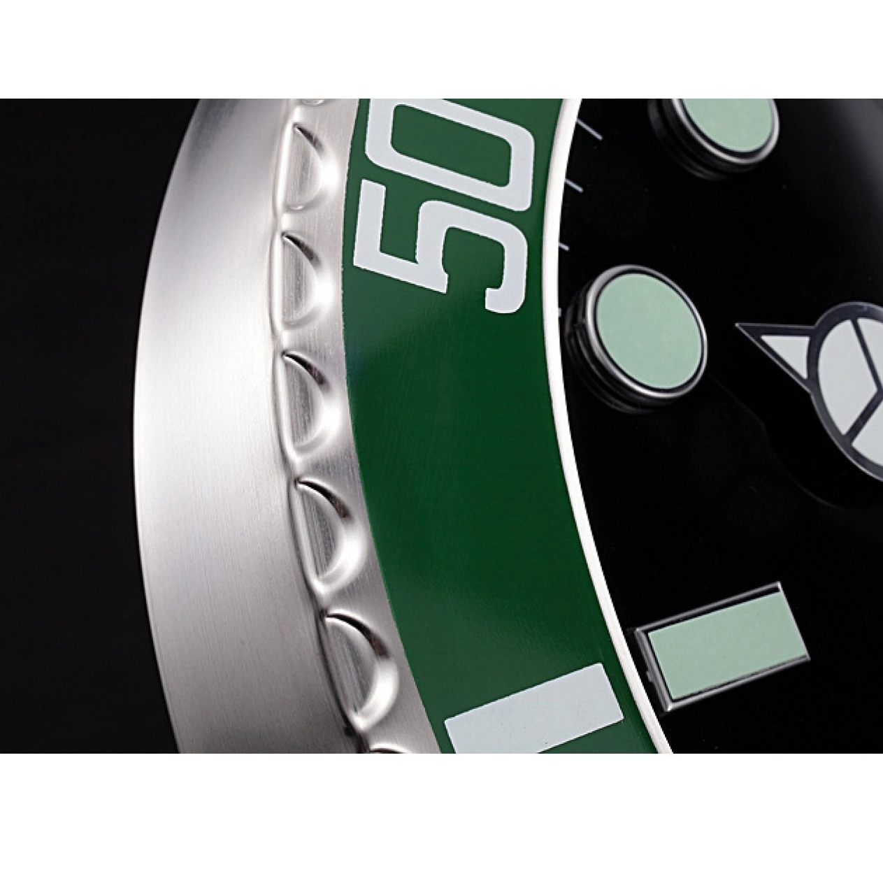 Aaa replica watch Silver-Green Submariner 621912 Wall Rolex Clock 0716